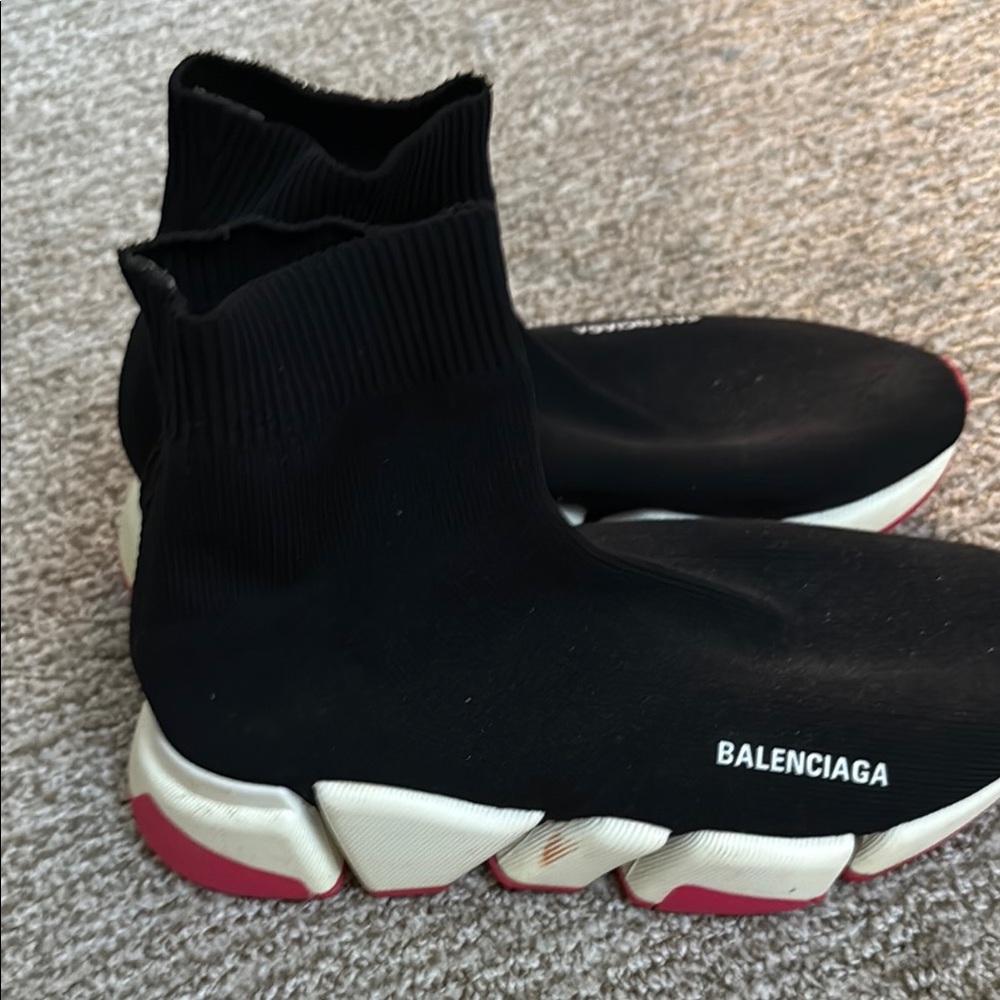 Balenciaga Black and White pinkSock Sneakers size 8
